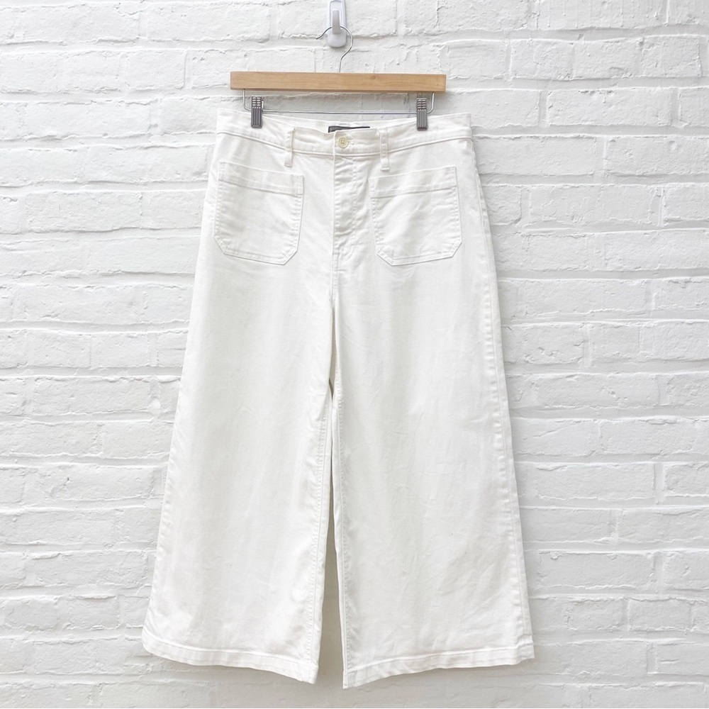 J.Crew || Point Sur Wide-leg Crop Jean Patch Pocket Sailor Nautical‎ White 31